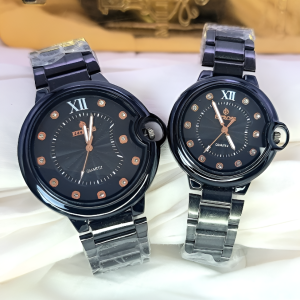 Black Watch Set for Men & Women | Stylish Analog Couple Watches