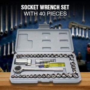 Car Kit 40pcs Aiwa Socket Wrench Tool Set - Stainless Steel