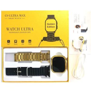 Gold Edition Smartwatch C9 Ultra Max: 2.1" HD Screen, Hryfine App