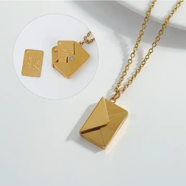 Love Letter Envelop Pendant For Girls - Golden Color | Shop Heaven